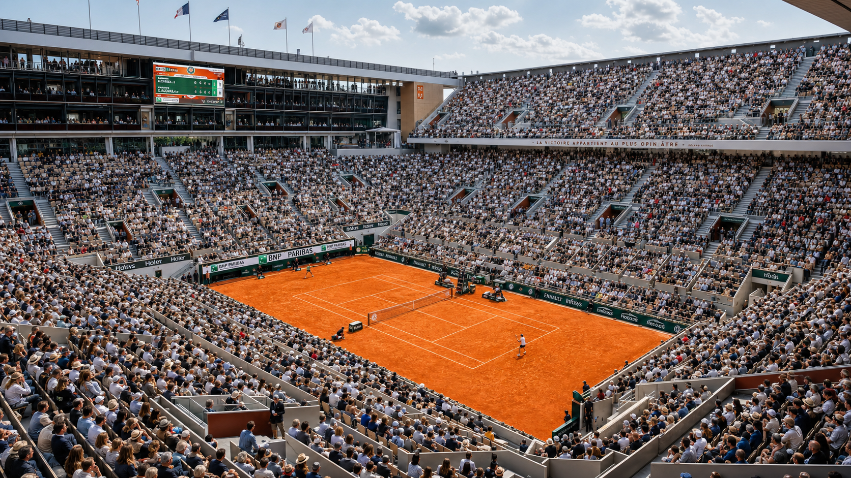 Court central de Roland-Garros pendant un match